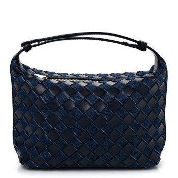 BOTTEGA VENETA Nappa Denim Intrecciato Mini Wallace Abyss Indigo