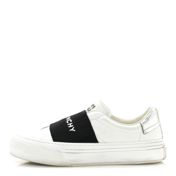 GIVENCHY Calfskin Band Logo Womens City Sport Sneakers 37.5 White Black