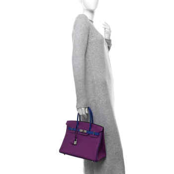 HERMES Togo Horseshoe Birkin 30 Anemone Blue Electrique
