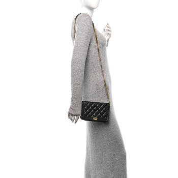 CHANEL Caviar Quilted Boy Wallet On Chain WOC Black
