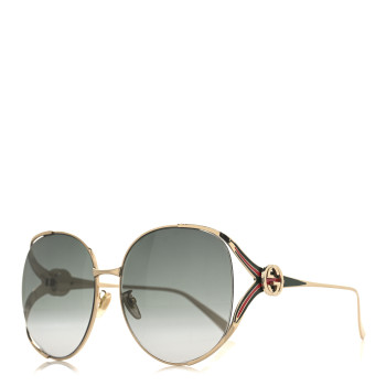 GUCCI Metal Oversized Round Frame GG0225S Sunglasses Gold