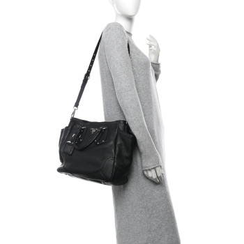 PRADA Vitello Daino Tote Black