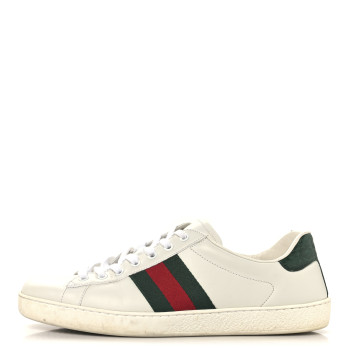 GUCCI Calfskin Crocodile Web Mens Ace Sneakers 10 White Green