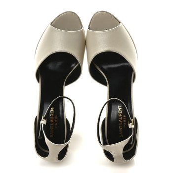 SAINT LAURENT Goatskin Belfagor Jodie 95 Platform Sandals  41 Pearl
