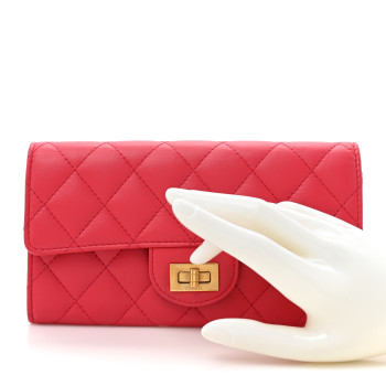 CHANEL Calfskin Quilted 2.55 Reissue Flap Wallet Red