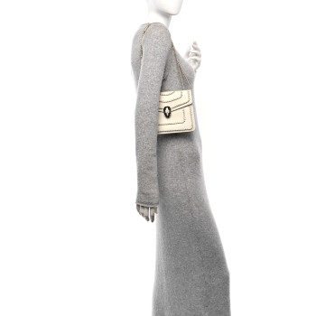 BULGARI Calfskin Woven Chain Serpenti Forever Crossbody Bag White