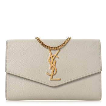 SAINT LAURENT Grain De Poudre Monogram Uptown Chain Wallet Dark Latte