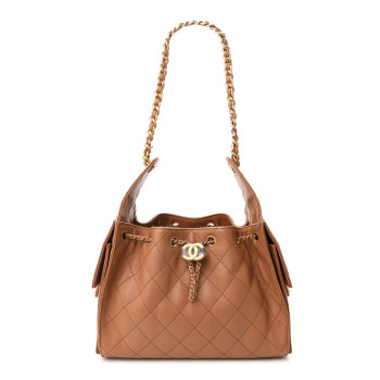 CHANEL Caviar Quilted Small Chanel 25 Handbag Brown