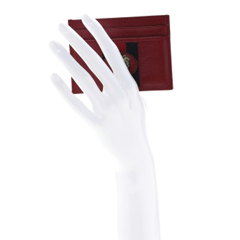 GUCCI Calfskin Web Rajah Card Holder Red