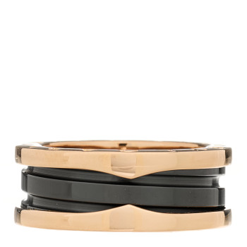 BULGARI 18K Rose Gold Black Ceramic B.Zero1 Two-Band Ring 53 6.25