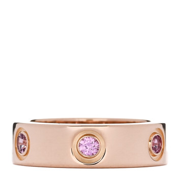 CARTIER 18K Pink Gold 6 Pink Sapphire 5.5mm LOVE Ring 51 5.75