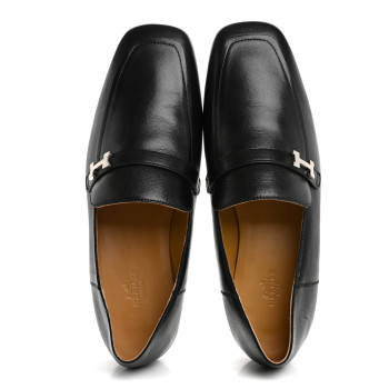 HERMES Goatskin Mens Giovanni Loafer 41 Black
