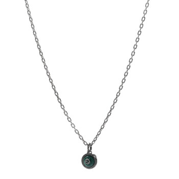 GUCCI Sterling Silver Resin Garden GG Necklace Green