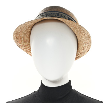 CHRISTIAN DIOR Straw Bucket Hat Natural