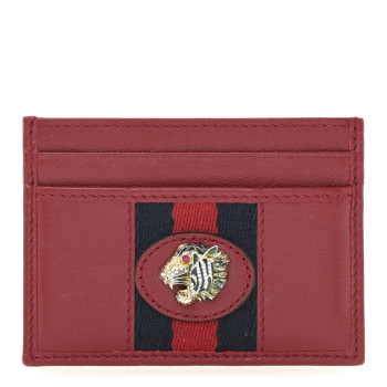 GUCCI Calfskin Web Rajah Card Holder Red