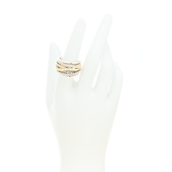 DAVID YURMAN Sterling Silver 14K Yellow Gold Wide Crossover Ring 54 7