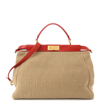 FENDI Corda Zucca Large Peekaboo Iconic Satchel Natural Pumpkin