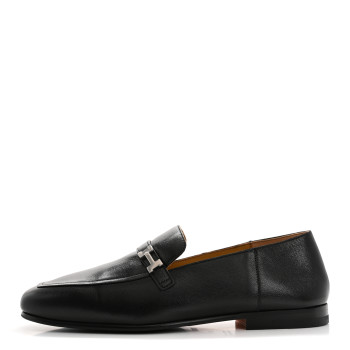 HERMES Goatskin Mens Giovanni Loafer 41 Black