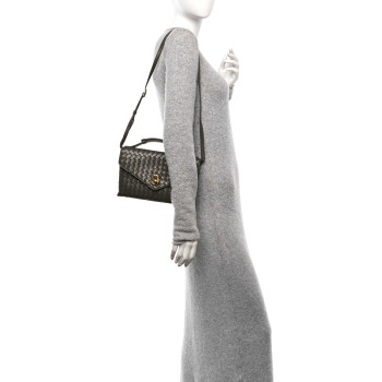 BOTTEGA VENETA Nappa Intrecciato Knot Lock Top Handle Crossbody Bag Cypress
