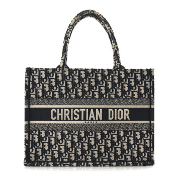 CHRISTIAN DIOR Oblique Medium Book Tote Blue Multicolor