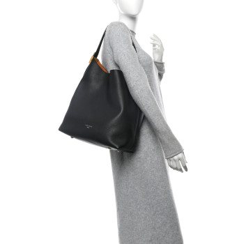LOUIS VUITTON Grained Calfskin Low Key Hobo MM Black