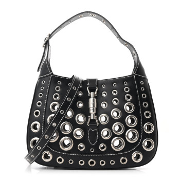 GUCCI Calfskin Ha Ha Ha Jackie 1961 Eyelet Hobo Black GUCCI Calfskin Ha Ha Ha Jackie 1961 Eyelet Hobo Black