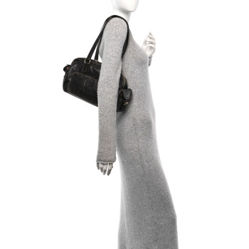 MIU MIU Distressed Nappa Shoulder Bag Sand Coffee