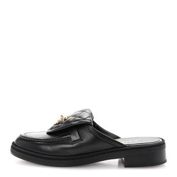 CHANEL Lambskin Quilted CC Turnlock Mules 36 Black