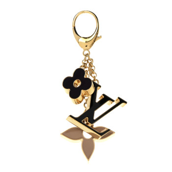 LOUIS VUITTON Metal Enamel Fleur De Monogram Bag Charm Dore