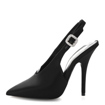 SAINT LAURENT Silk Satin Yasmeen 115 Slingback Pump 35 Black