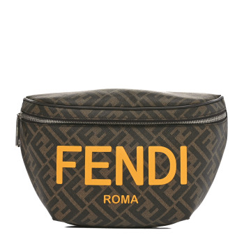 FENDI Shiny Glazed Fabric Vitello Cover FF 1974 Logo Belt Bag Tobacco Moro Giallo Ebano