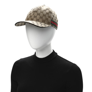 GUCCI Monogram Web Baseball Hat M Beige Cocoa