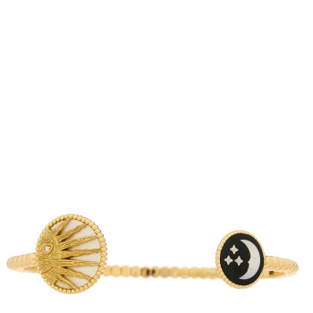 CHRISTIAN DIOR 18K Yellow Gold Diamond Black Onyx Mother of Pearl Celeste Cuff Bracelet