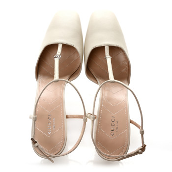 GUCCI Nappa Charlotte Petite GG 55mm Slingback Pumps 40 New Mystic White