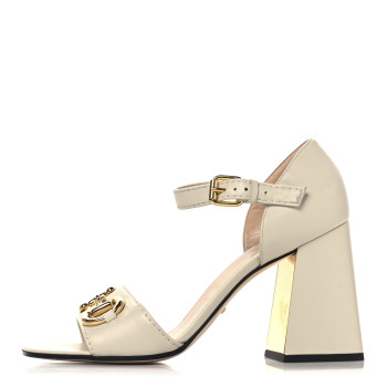 GUCCI Nappa Horsebit Cross Strap 95mm Sandals 41 Mystic White