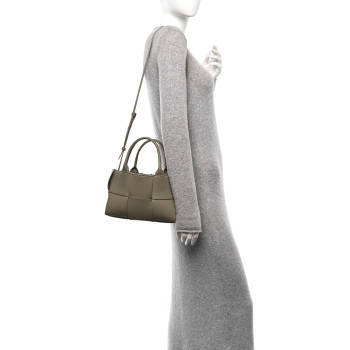 BOTTEGA VENETA Nappa Maxi Intreccio Mini Arco Tote Taupe Grey