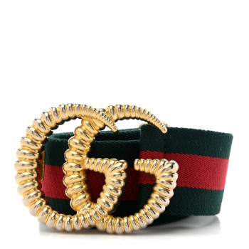 GUCCI Canvas Torchon Double G Web Belt 90 36 Verde