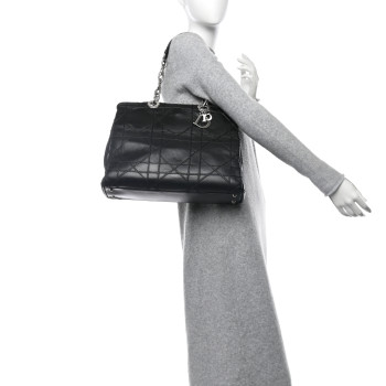 CHRISTIAN DIOR Lambskin Macrocannage Granville Tote Black