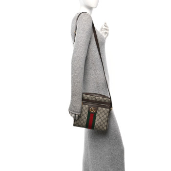 GUCCI GG Supreme Monogram Web Small Ophidia Messenger Bag Brown