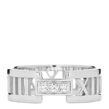 TIFFANY 18K White Gold Diamond Open Atlas Ring 63 10.5