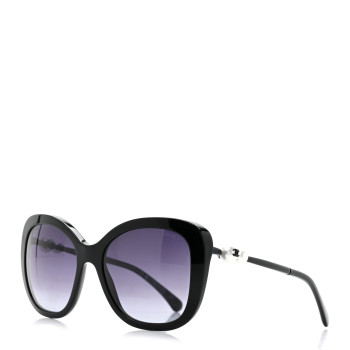 CHANEL Acetate Polarized Butterfly Winter Pearl Sunglasses 5339-H Black