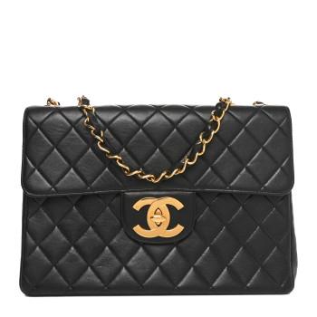 CHANEL Lambskin Quilted XL Jumbo Single Flap Black