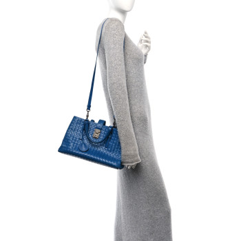 BOTTEGA VENETA Light Calf Intrecciato Small Roma Signal Blue