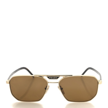 PRADA Metal Logo Sunglasses SPR 58Y Gold Tortoise