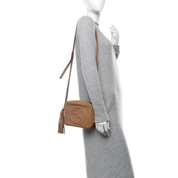 GUCCI Pebbled Calfskin Small Soho Disco Bag Camelia