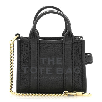 MARC JACOBS Grained Calfskin Nano Bag Charm The Tote Bag Black