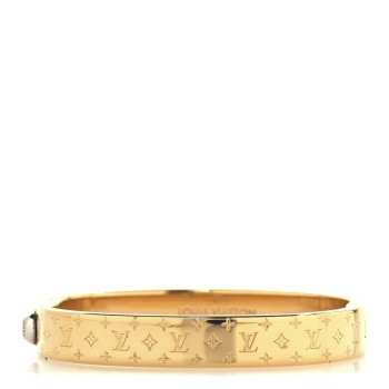LOUIS VUITTON Brass Monogram Nanogram Cuff S Gold