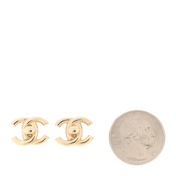 CHANEL Metal CC Turnlock Earrings Gold