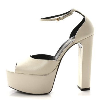 SAINT LAURENT Goatskin Belfagor Jodie 95 Platform Sandals  41 Pearl