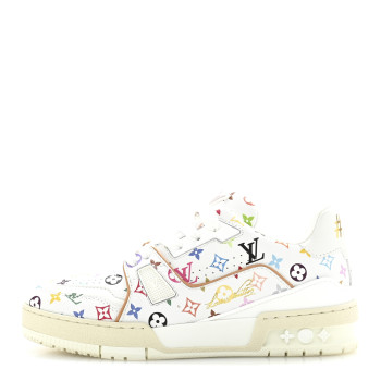 LOUIS VUITTON LV X TM Calfskin Monogram Multicolor Womens LV Trainer Sneakers 36 White